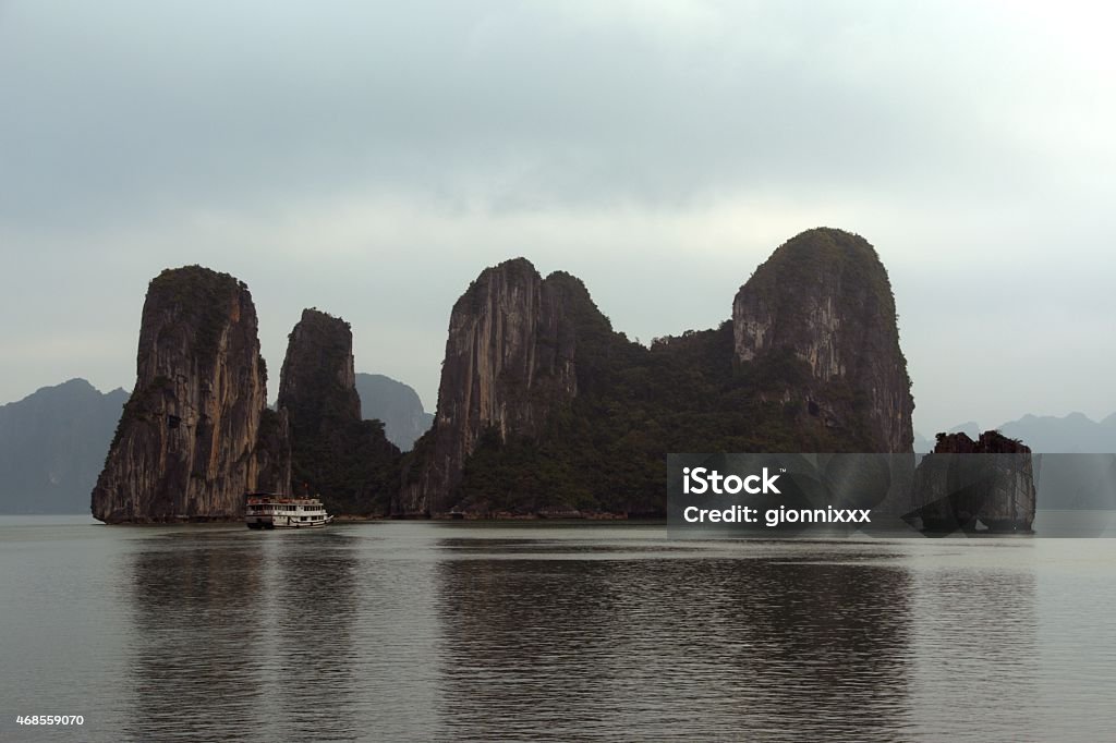 Halong Bay landscape, Vietnam Beautiful Halong Bay, landscape view with cloudy sky. 2015 Stock Photo