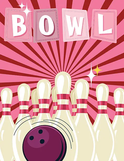 Vector illustration of Retro Style Bowling Tournament Poster Template