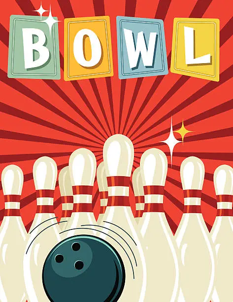 Vector illustration of Retro Style Bowling Tournament Poster Template