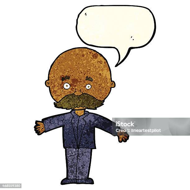 Cartoon Bald Man With Open Arms With Speech Bubble Stock Illustration - Download Image Now - 2015, Adult, Bizarre