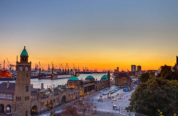 istock The Hamburg harbour at sunset 468562970