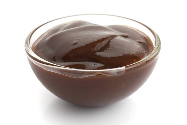 istock English brown sauce in small glass dish. 468563496
