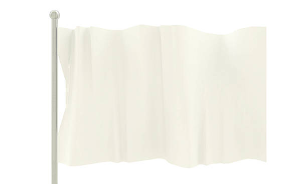 istock White flag waving in the wind on a silver pole  468566853