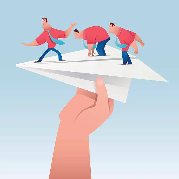 Vector illustration of businessmen with paper plane