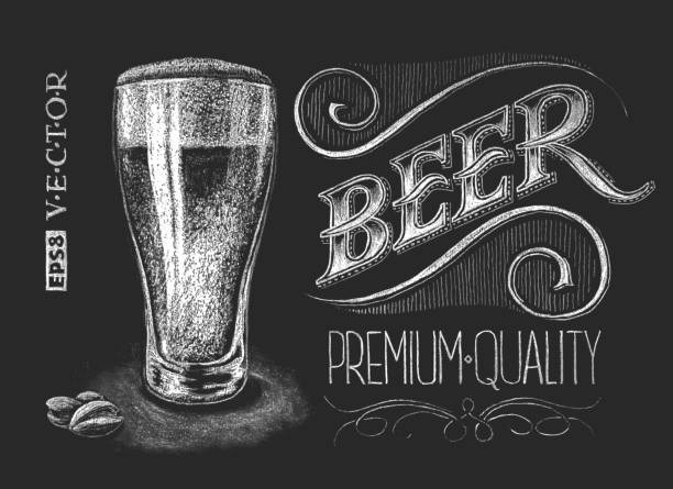 illustrations, cliparts, dessins animés et icônes de affiche de bière sur le tableau - chalk drawing illustrations