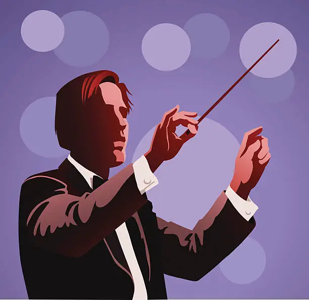 Vector illustration of Orchestra Conductor Conducting