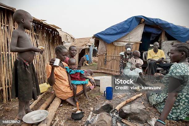 People Have Breakfast In Displaced Persons Camp Juba South Sudan Stock Photo - Download Image Now