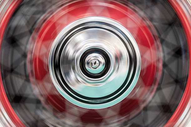 Fast spinning wheel of a car. Motion blur and fast speed.