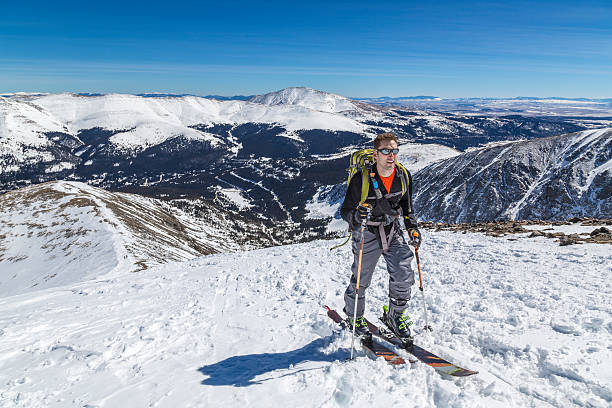 High Altitude Back Country Skiing stock photo