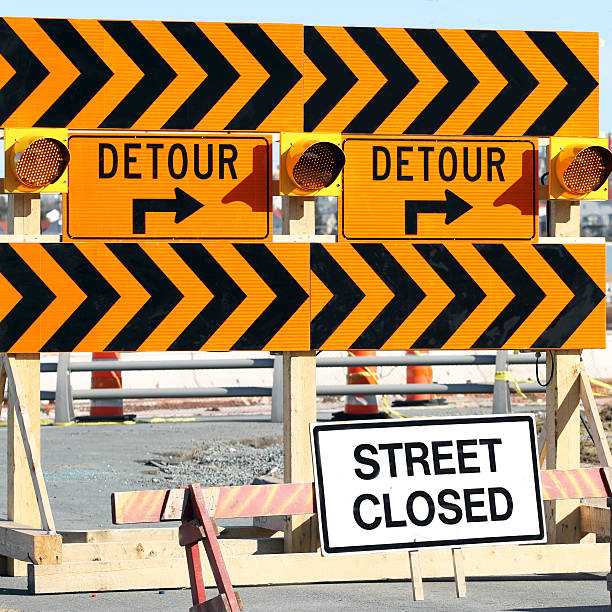 istock Detour, Road Closed Signs 468588241
