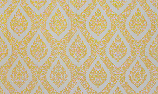 istock flower pattern in traditional Thai style art on wall 468590110