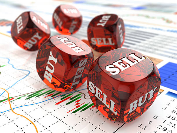 istock Stock market concept. Dice on financial graph. 468592367