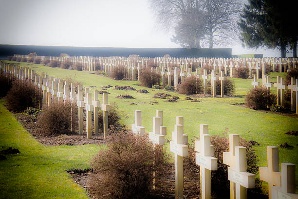 Vieil Armand – France, 13.04.2018: Hartmannswillerkopf - Military cemetery at Vieil Armand. Vosges Mountains. France