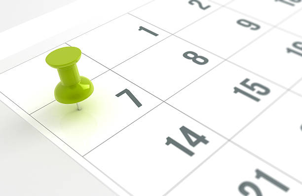 istock Calendar with green Pushpin 468594024