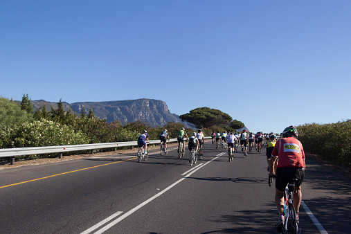 Cape Town, Western Cape, South Africa - March 8, 2015: Amateur cyclists competing in the 2015 Cape Town Cycle Tour.