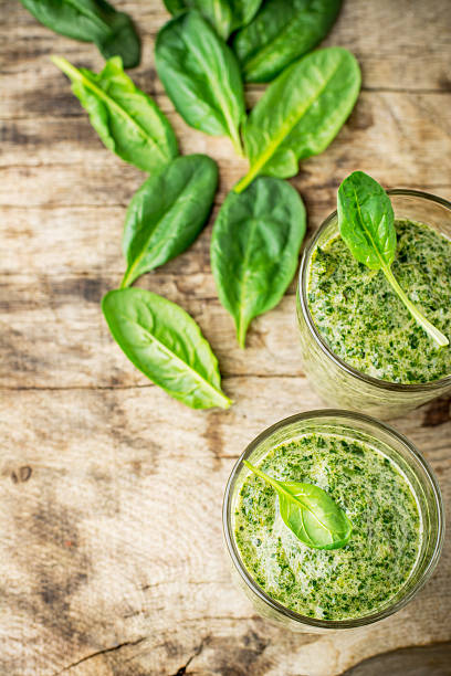 istock Smoothie with banana and spinach in a glass 468600248