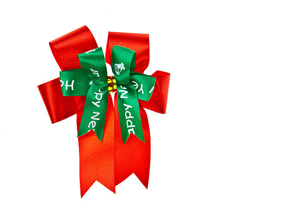 istock Gift red ribbon and bow isolated on white background 468601616