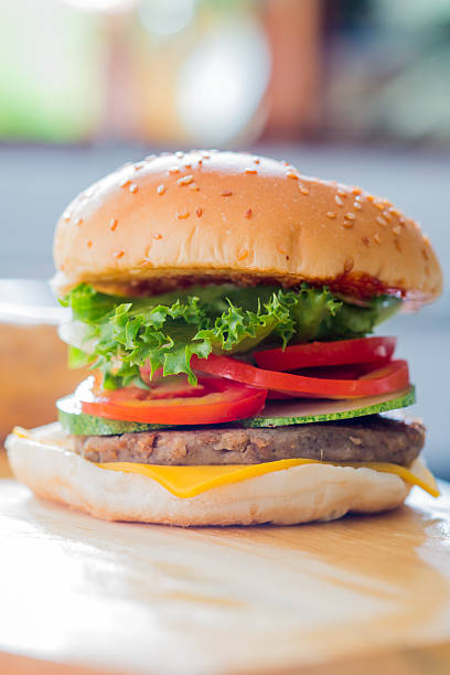 istock Closeup of a cheese burger 468606284