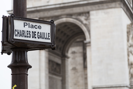 Panel at Charles de Gaulle square, Paris France