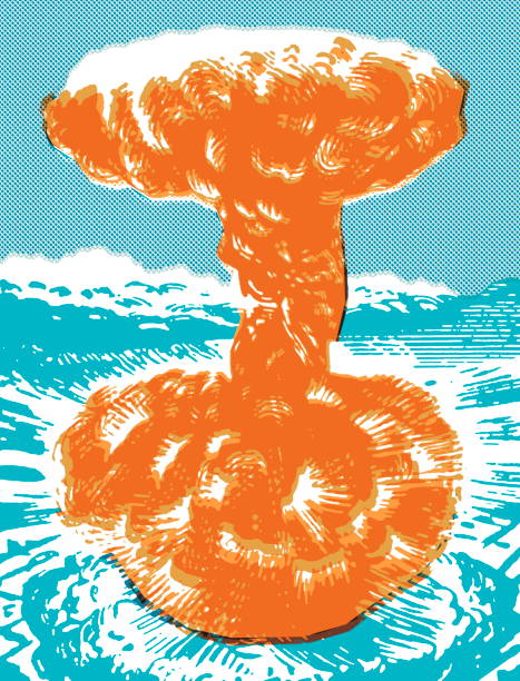 грибовидное облако - mushroom cloud illustrations stock illustrations