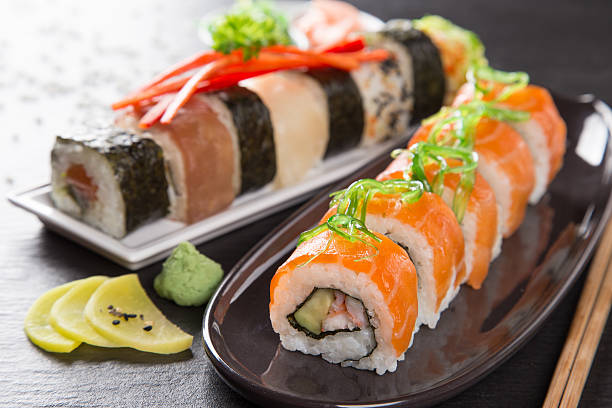 istock Japanese seafood sushi set 468613222