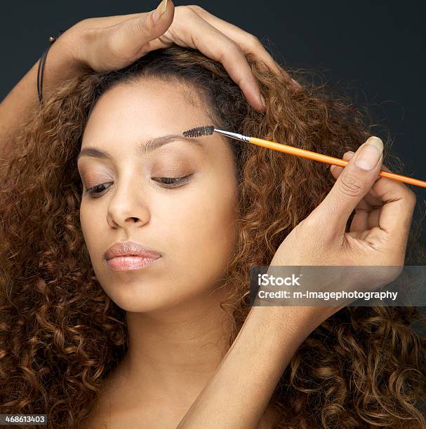 Beautiful Woman Having Eye Make Up Application From Professional Stock Photo - Download Image Now