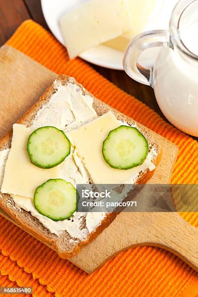 Sandwich With Cheese And Cucumber Stock Photo - Download Image Now - 2015, Appetizer, Bread