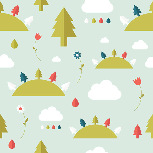 Child seamless pattern. Forest concept. Child seamless pattern. Forest concept. tree repetition single flower flower stock illustrations