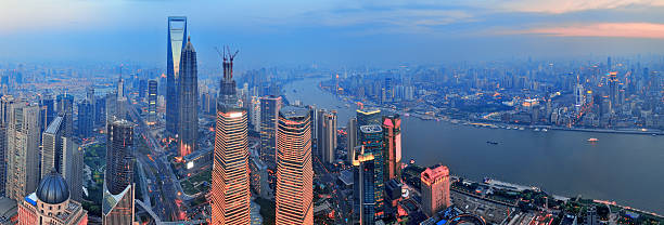 istock Shanghai aerial at sunset 468615818