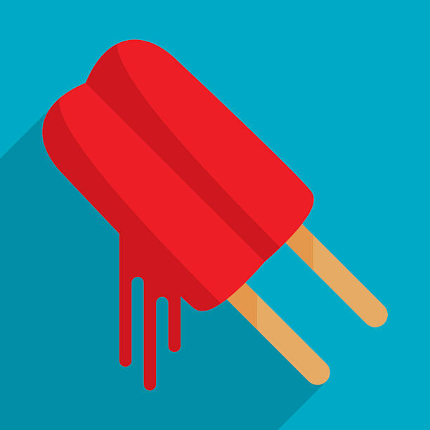 Popsicle Vector illustration of a dripping red popsicle in flat style. popsicle stock illustrations