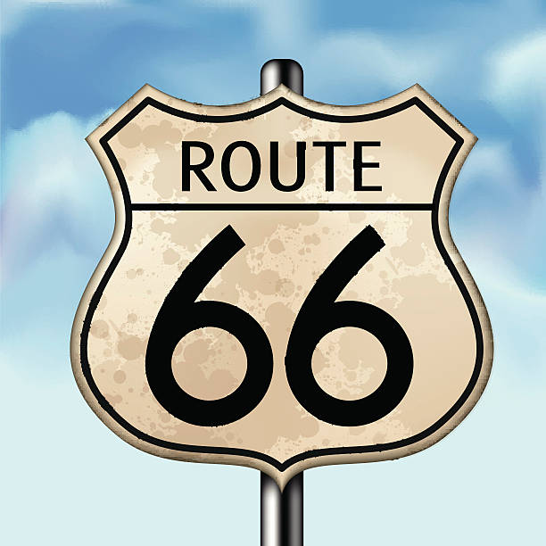 Route 66 View of a historic Route 66 sign with a sky. Vector illustration EPS 10 number 66 stock illustrations