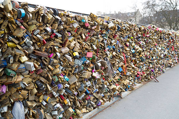 istock Love padlocks on the bridge Pont des Arts 468621040