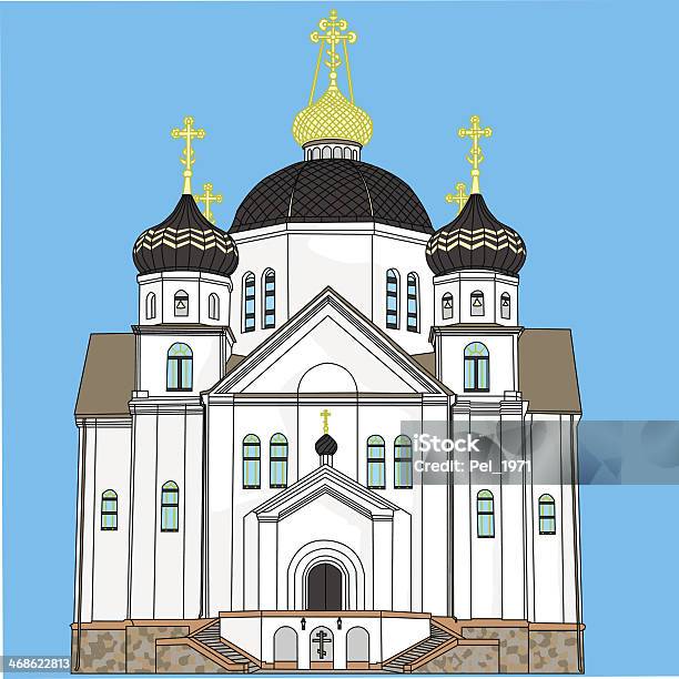 Vektororthodoxe Kirche Stock Vektor Art und mehr Bilder von Architektur - Architektur, Beten, Blau