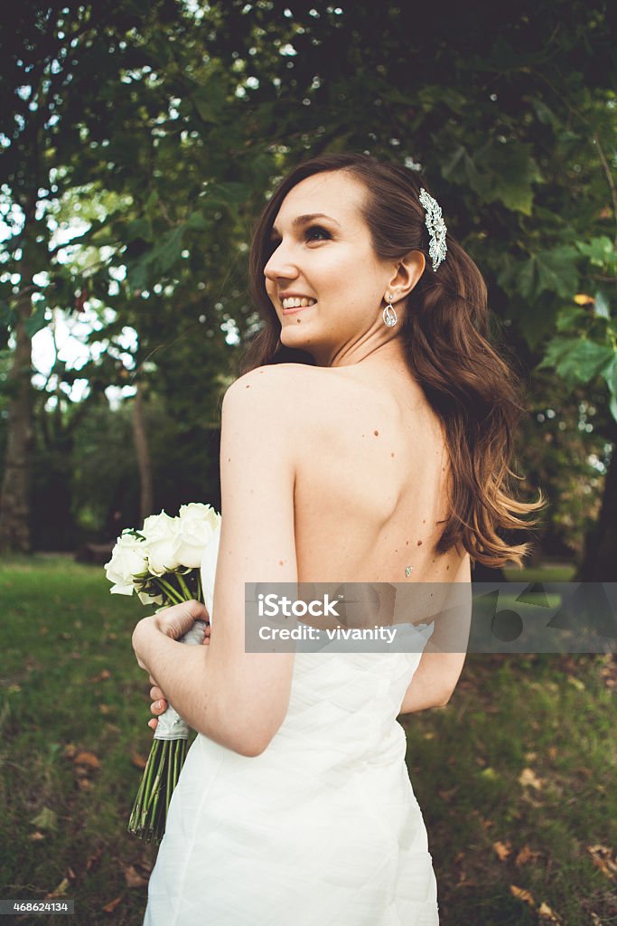 Beautiful bride outside For more wedding photos, please visit the lightbox below: 2015 Stock Photo