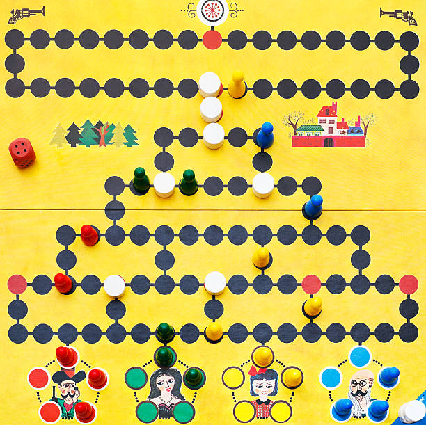 Moscow, Russia - February 3, 2014: top view of gaming field of Malefiz - family board game. It was designed by Werner Schoppner and published by Ravensburger since 1959
