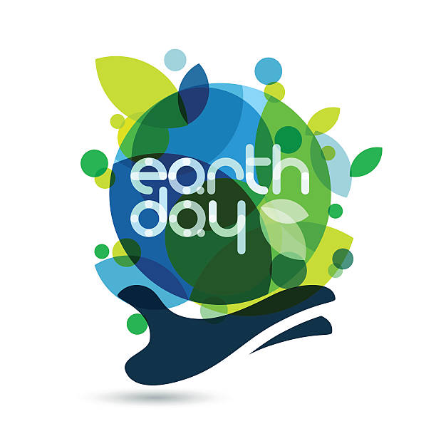 ilustrações, clipart, desenhos animados e ícones de ilustração em vetor de fundo abstrato. mão humana segurando a terra verde. - dia-mundial-da-terra