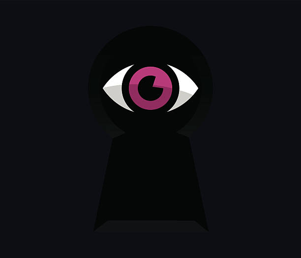 ilustrações, clipart, desenhos animados e ícones de olhos voyeurista espionagem a gota d'água ou olho mágico da porta - keyhole peeking human eye curiosity