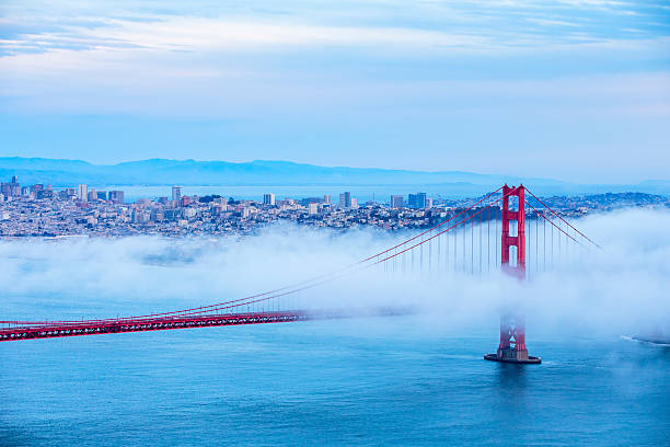 istock Golden Gate Bridge and San Francisco Skyline with Low Fog 468624658