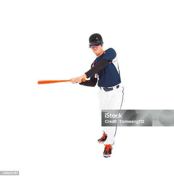 Baseball Player With Bat Studio Shot Over White Stock Photo - Download Image Now - Adult, Adults Only, Asia