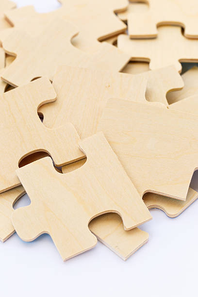 istock Wooden puzzle on white background 468628018
