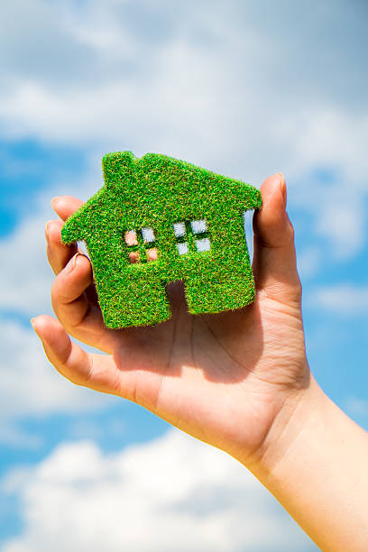 istock Someone holding a small grass house in their hand 468628660