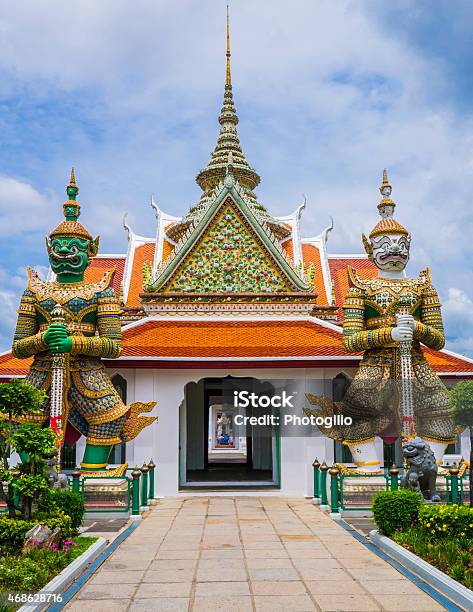 Demon Guardians At Wat Arun Gate Bangkok Thailand Stock Photo - Download Image Now