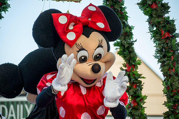Hamner Springs, New Zealand - December 20, 2013: Minnie Mouse Disney Character in the Hamner Christmas Parade 2013