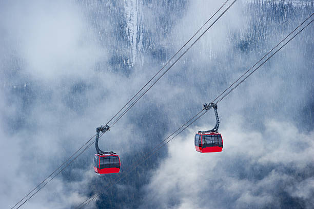 whistler di picco-picco in gondola - ski lift overhead cable car gondola mountain foto e immagini stock