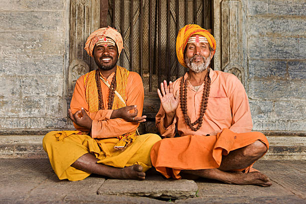 istock Sadhu - indian holymen sitting in the temple 468632180