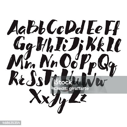 istock Hand drawn alphabet written with brush pen. 468635354