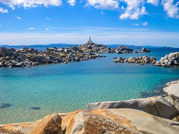 Emerald sea of Lavezzi Island, Corsica, France stock photo