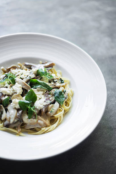 istock ricotta, mushroom and basil pasta 468647056