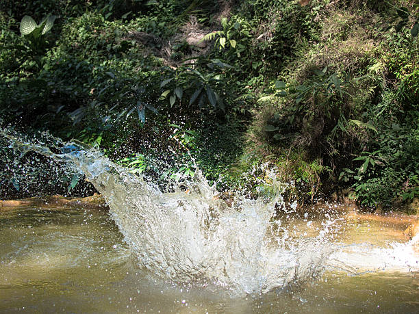 istock Crown splashing water over the surface of the rive 468651564