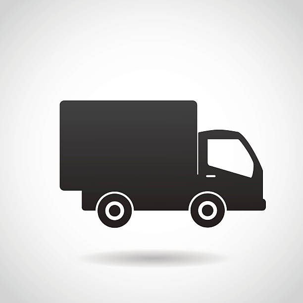 lieferung lkw-vektor-symbol. - truck moving van moving house box stock-grafiken, -clipart, -cartoons und -symbole